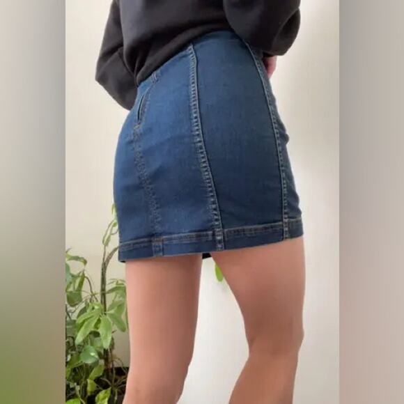 Free People Modern Femme Denim Mini Skirt Blue High Waist Women’s Size 10 - Picture 1 of 8